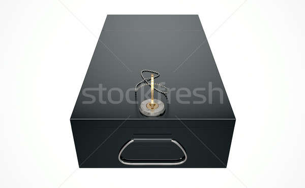 Fekete széf előleg doboz 3d render zárva Stock fotó © albund