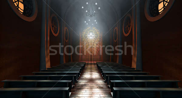Vitrais janela igreja escuro interior Foto stock © albund