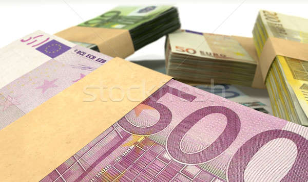 Euro Notes Bundles Stack Extreme Closeup Stock photo © albund