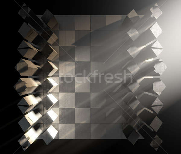 Modern satranç ayarlamak 3d render minimalist başlatmak Stok fotoğraf © albund