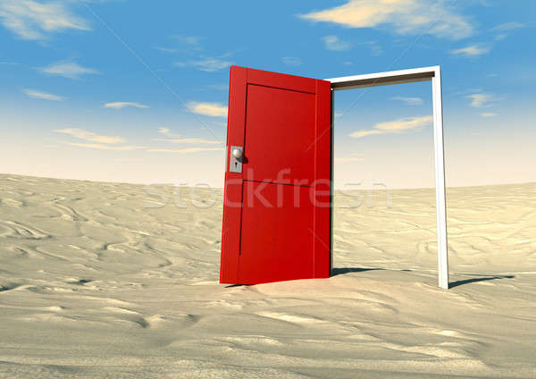 Red Door Open In A Desert Stock photo © albund