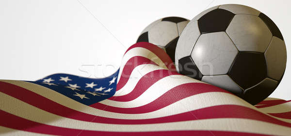 American Flag And Soccer Ball Stock photo © albund