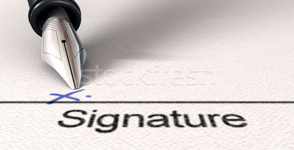 Signature X And Fountain Pen Stock photo © albund