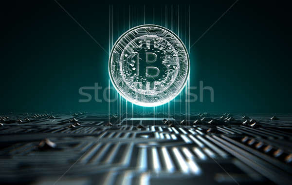 Circuit Board Projecting Bitcoin Stock photo © albund