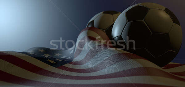 American Flag And Soccer Ball Stock photo © albund