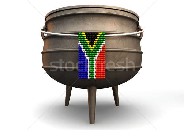 Olla perla sudáfrica bandera tradicional hierro fundido Foto stock © albund