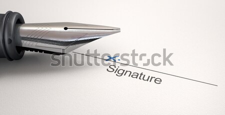 Signature X And Fountain Pen Stock photo © albund