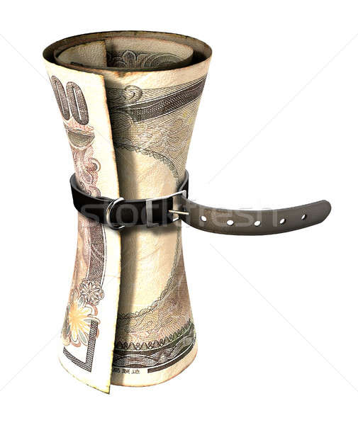 Tightening Belt Around Money Stock photo © albund