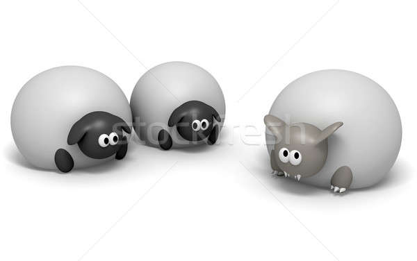 Wolf In Sheeps Clothing Isolated Stock photo © albund