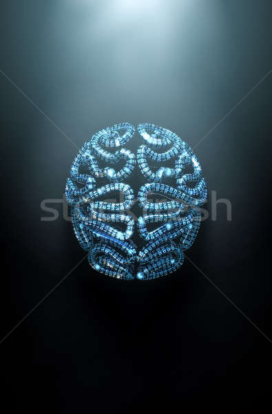 стилизованный искусственный интеллект мозг двоичный компьютер Сток-фото © albund