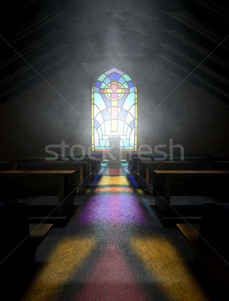 витраж окна Церкви старые интерьер Лучи Сток-фото © albund