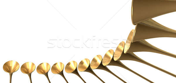 Stock foto: Mittelalterlichen · Trompete · Kreis · Gruppe · golden · Rundschreiben