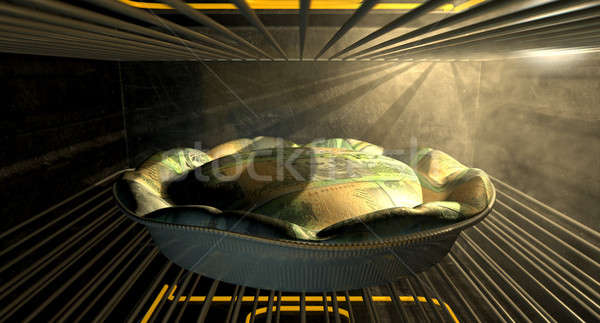 Australian Dollar Money Pie Baking In The Oven Stock photo © albund