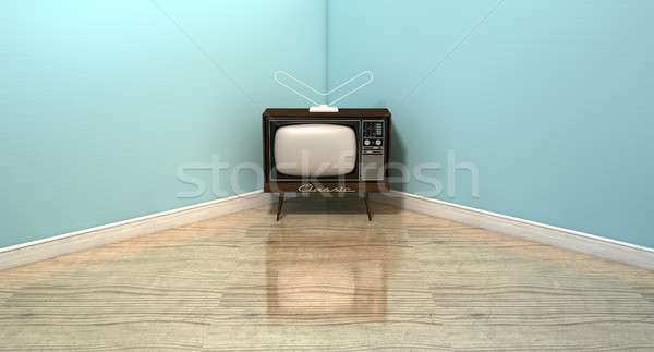 öreg klasszikus televízió szoba klasszikus szett Stock fotó © albund