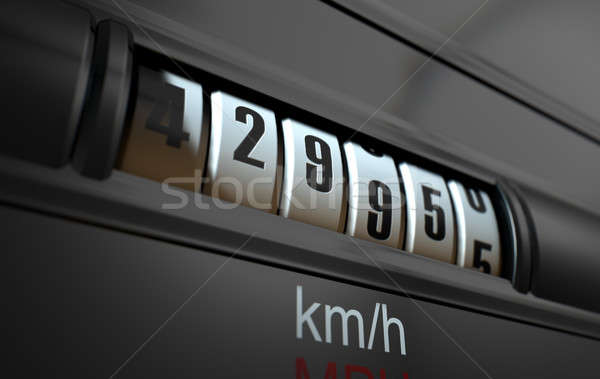 Auto kilometerteller hoog 3d render analoog tonen Stockfoto © albund