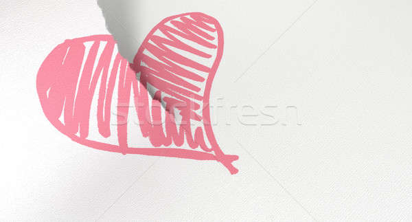 Sketched Pink Heart Torn In Two Stock photo © albund