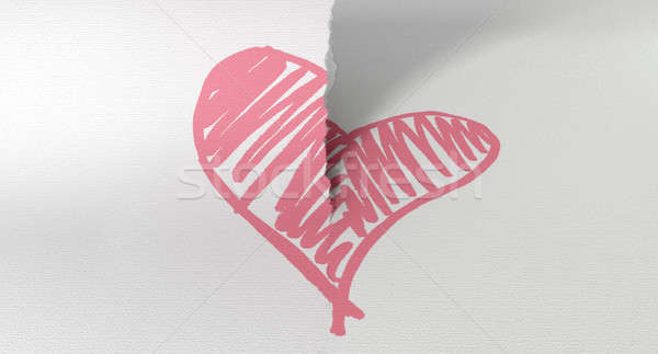 Sketched Pink Heart Torn In Two Stock photo © albund