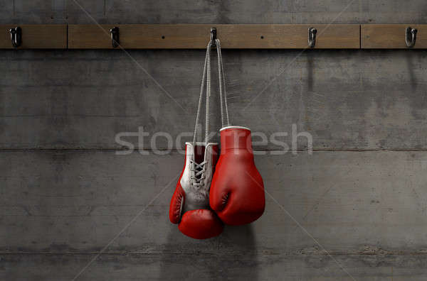 Boxing Gloves Hanging In Change Room Stock photo © albund