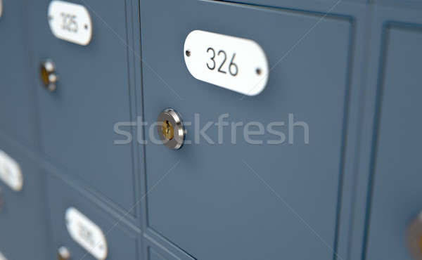 Postamt Boxen 3d render Bank Mail Metall Stock foto © albund