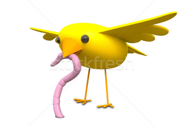 Presto uccello worm giallo rosa terra Foto d'archivio © albund