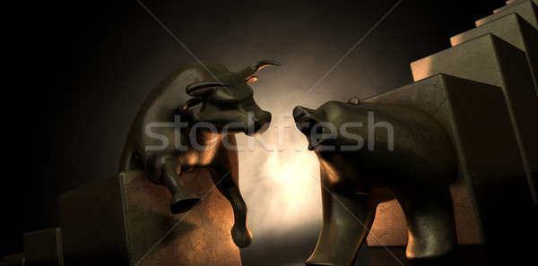 Bull And Bear Market Statues Stock photo © albund