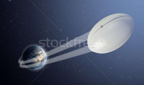 Stock photo: Earth With Ball Swoosh In Space