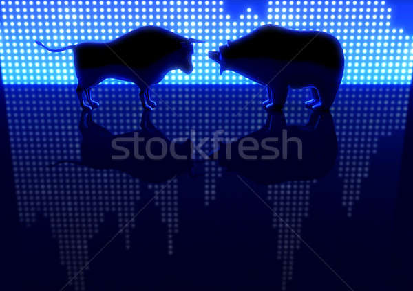 Bear And Bull Silhouette Graphs Stock photo © albund