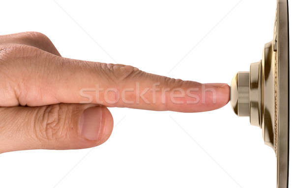 Dedo timbre de la puerta masculina vintage latón Foto stock © albund