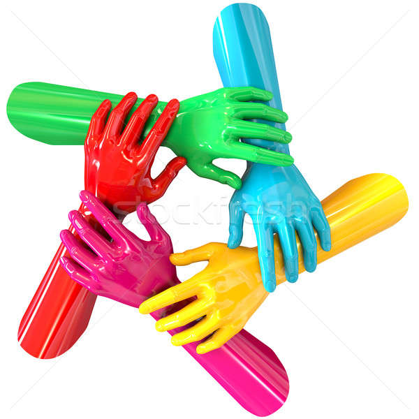 Hands Colorful Circle Holding Each Other Top Stock photo © albund