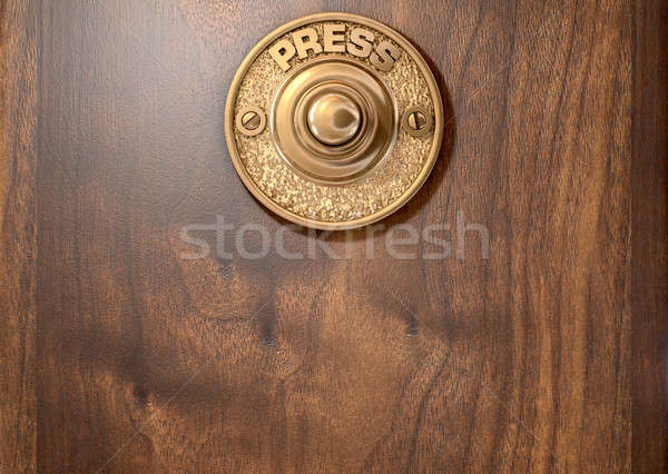 Timbre de la puerta 3d vintage latón aislado Foto stock © albund