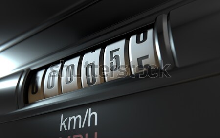 Kilometerteller 3d render mechanisch data jaren toekomst Stockfoto © albund