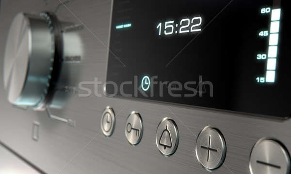 Modernen Waschmaschine 3d render Edelstahl beleuchtet Stock foto © albund