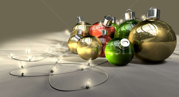 Christmas Baubles And Fairy Lights Stock photo © albund