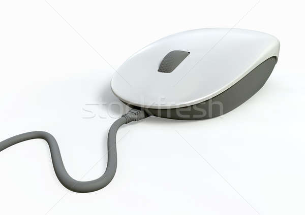 Mysz komputerowa front widoku biały szary plastikowe Zdjęcia stock © albund