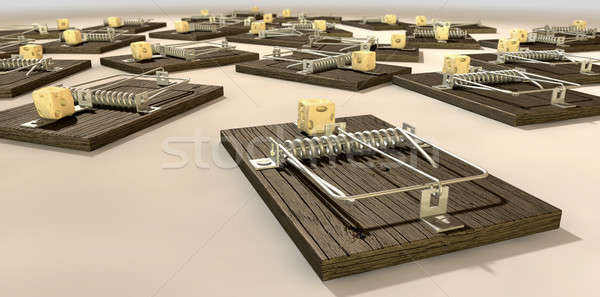 Mousetraps With Cheese Array Close Stock photo © albund