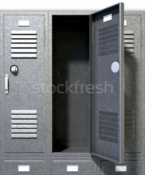 Stock photo: Grey School Lockers Perspective