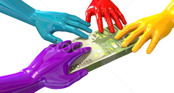 Hands Colorful Grabbing At Euro Notes Stock photo © albund