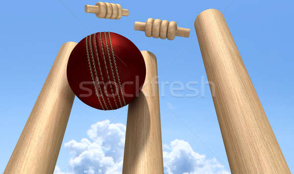 Cricket Ball Hitting Wickets Stock photo © albund