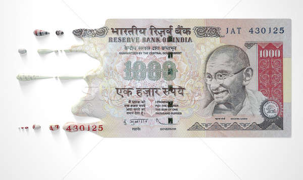 Stock photo: Indian Rupee Melting Dripping Banknote