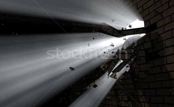 Wall Break Through And Light Stock photo © albund