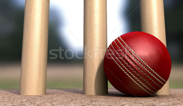 Cricket Ball At Base Of Wickets Stock photo © albund
