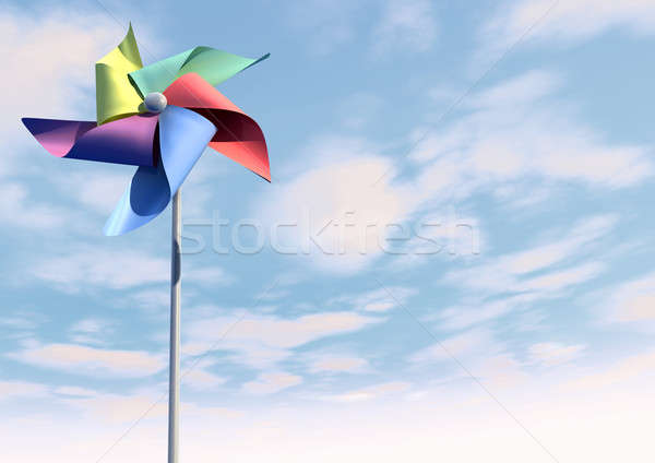 Colorful Pinwheel On Blue Sky Front Stock photo © albund