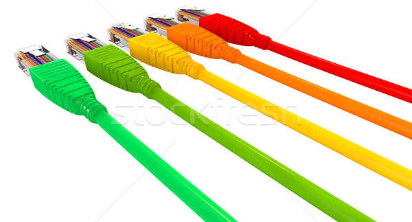 Ethernet Cables Unplugged Colors Pointing Away Close Stock photo © albund