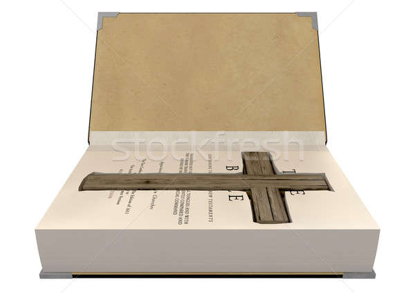 Crucifix bible ouvrir bois [[stock_photo]] © albund