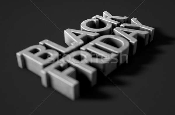 Text schwarz 3d render Metall Rechtschreibung heraus Stock foto © albund