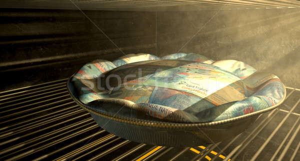 Swiss Franc Money Pie Baking In The Oven Stock photo © albund
