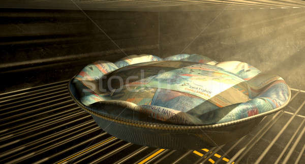 Swiss Franc Money Pie Baking In The Oven Stock photo © albund