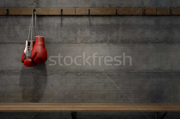 Boxing Gloves Hanging In Change Room Stock photo © albund