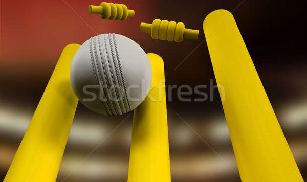 Cricket Ball Hitting Wickets Night Stock photo © albund