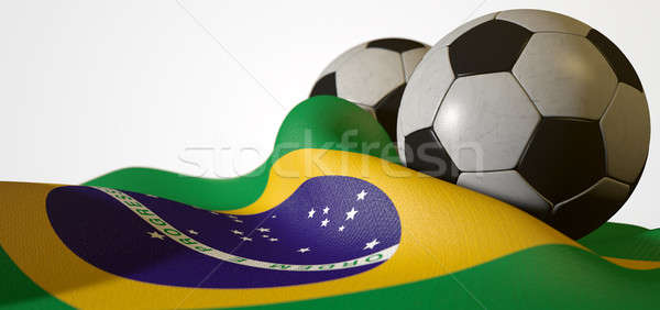 Brazil Flag And Soccer Ball Stock photo © albund